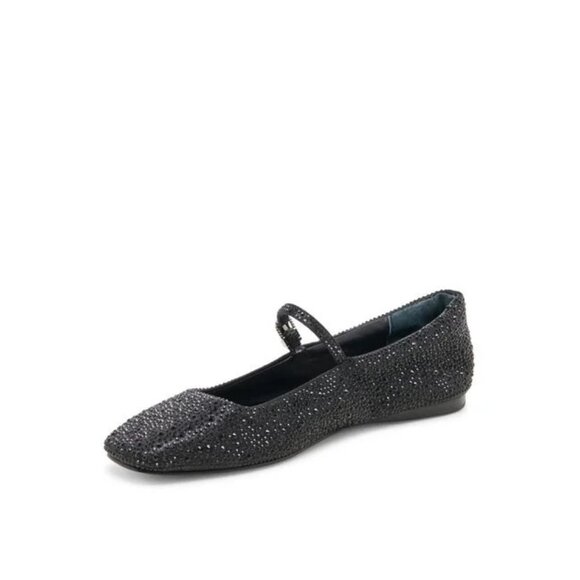 Dolce Vita Black Glitter Flats - Picture 1 of 1